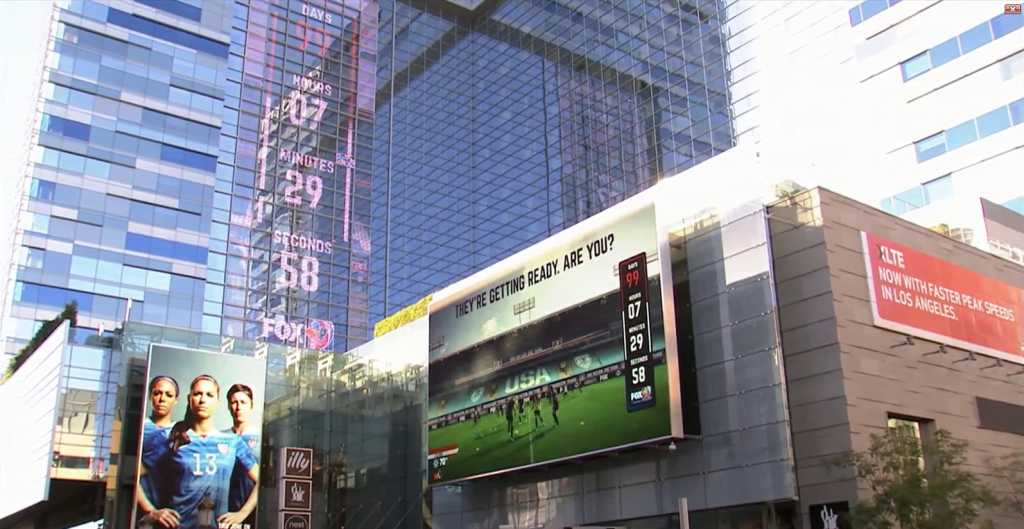 Big advertisement digital screens outside the building